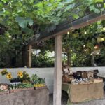 Image of the sunday market with local stalls. Farmers market in Cornwall selling local gifts, handmade jewellery and candles